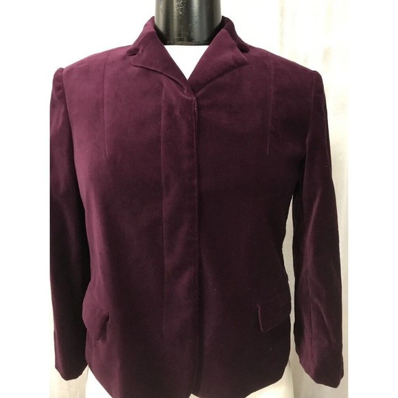 Calvin Klein Jackets & Blazers - Calvin Klein Women's Cropped Blazer Plum 3 Hidden Button Lined Velour Size 2